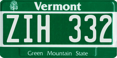 VT license plate ZIH332