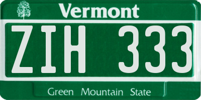 VT license plate ZIH333