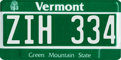 VT license plate ZIH334