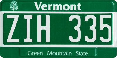VT license plate ZIH335