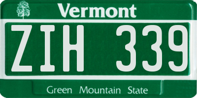 VT license plate ZIH339