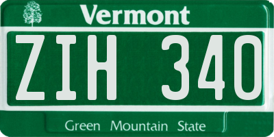 VT license plate ZIH340