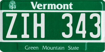 VT license plate ZIH343