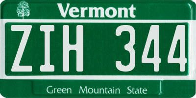 VT license plate ZIH344