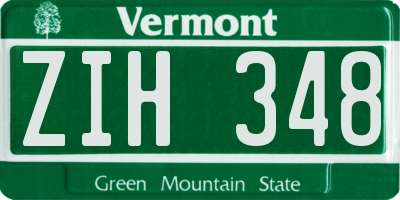 VT license plate ZIH348
