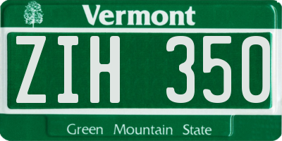 VT license plate ZIH350