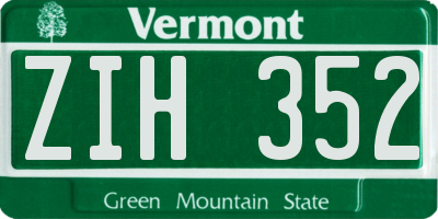VT license plate ZIH352