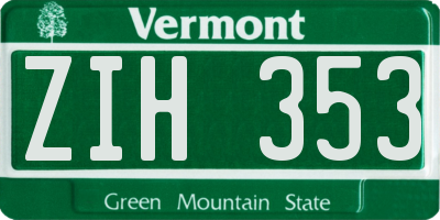 VT license plate ZIH353