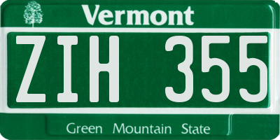 VT license plate ZIH355