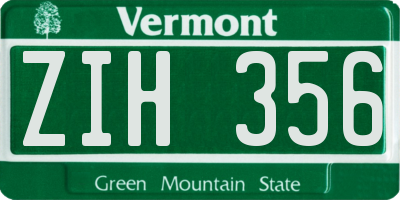VT license plate ZIH356