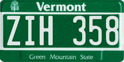 VT license plate ZIH358