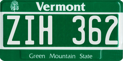 VT license plate ZIH362