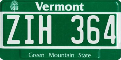 VT license plate ZIH364