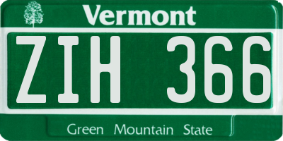 VT license plate ZIH366