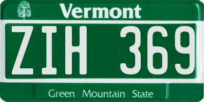 VT license plate ZIH369