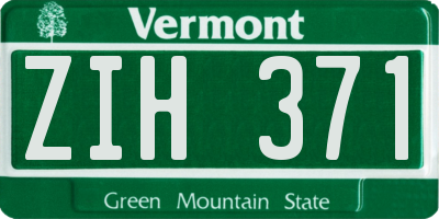 VT license plate ZIH371