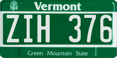 VT license plate ZIH376