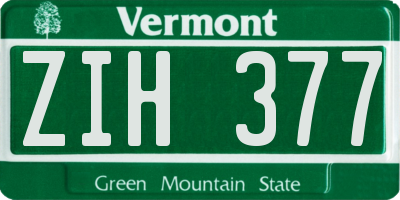 VT license plate ZIH377