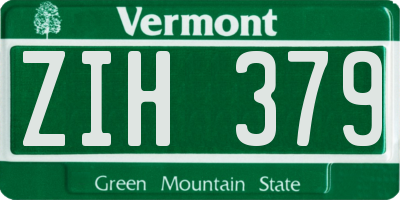 VT license plate ZIH379