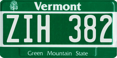 VT license plate ZIH382