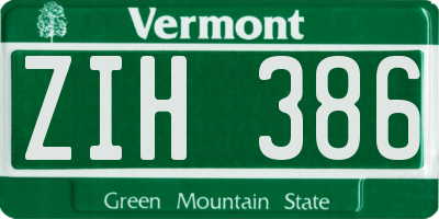 VT license plate ZIH386