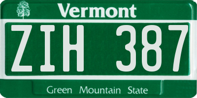 VT license plate ZIH387