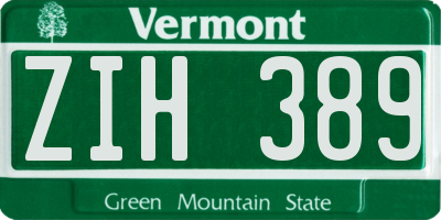 VT license plate ZIH389