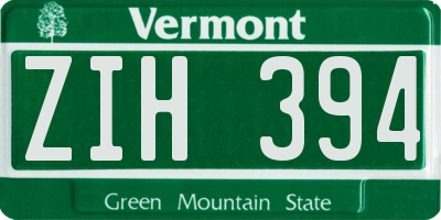 VT license plate ZIH394