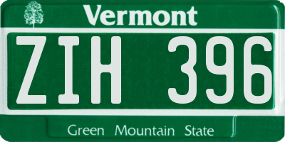 VT license plate ZIH396