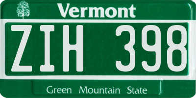 VT license plate ZIH398