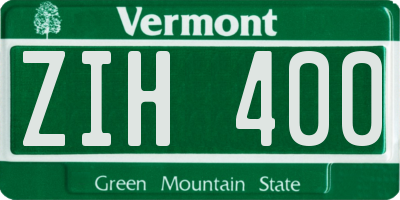 VT license plate ZIH400