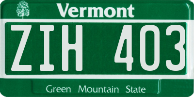 VT license plate ZIH403