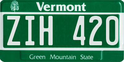 VT license plate ZIH420