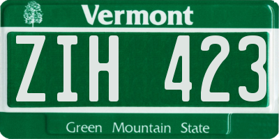 VT license plate ZIH423