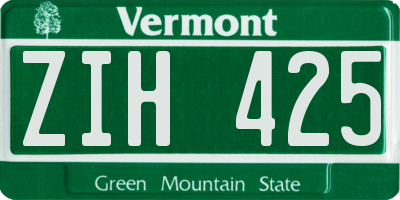 VT license plate ZIH425