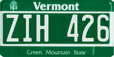 VT license plate ZIH426