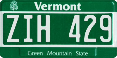 VT license plate ZIH429