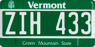 VT license plate ZIH433
