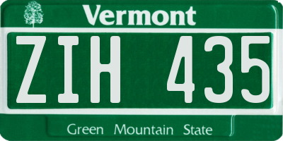 VT license plate ZIH435