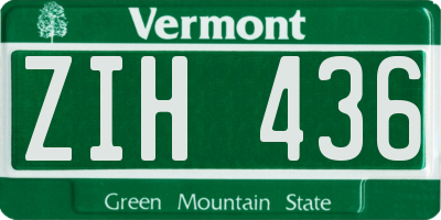 VT license plate ZIH436