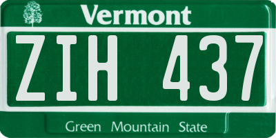 VT license plate ZIH437