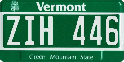 VT license plate ZIH446