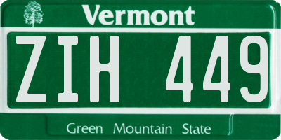 VT license plate ZIH449