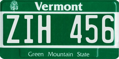 VT license plate ZIH456