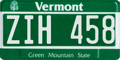 VT license plate ZIH458