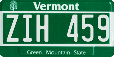 VT license plate ZIH459