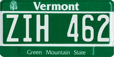 VT license plate ZIH462