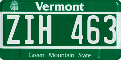 VT license plate ZIH463