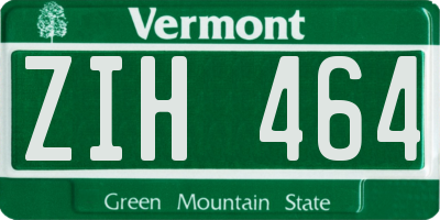 VT license plate ZIH464