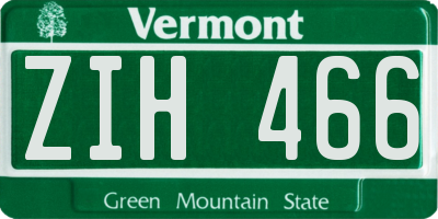VT license plate ZIH466